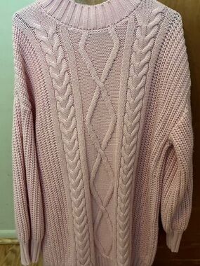 Pink Cable Knit Women’s Sweater